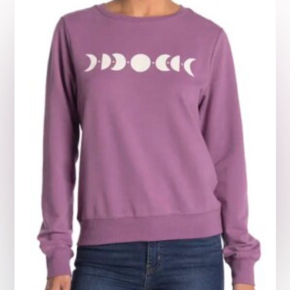 Wildfox Moonphases Crewneck Sweatershirt in Grapeade Purple Small